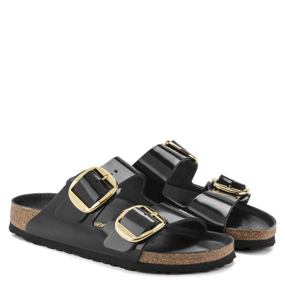 Birkenstock Women's Arizona Big Buckle Natural Leather Patent in High Shine Black