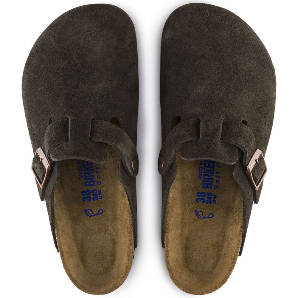 Birkenstock Boston Softbed Suede Leather in Mocha
