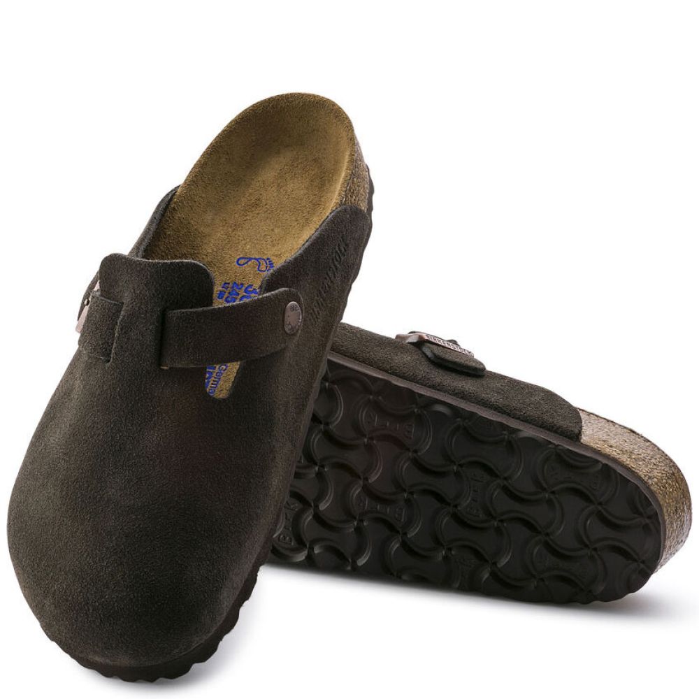 Birkenstock Boston Softbed Suede Leather in Mocha