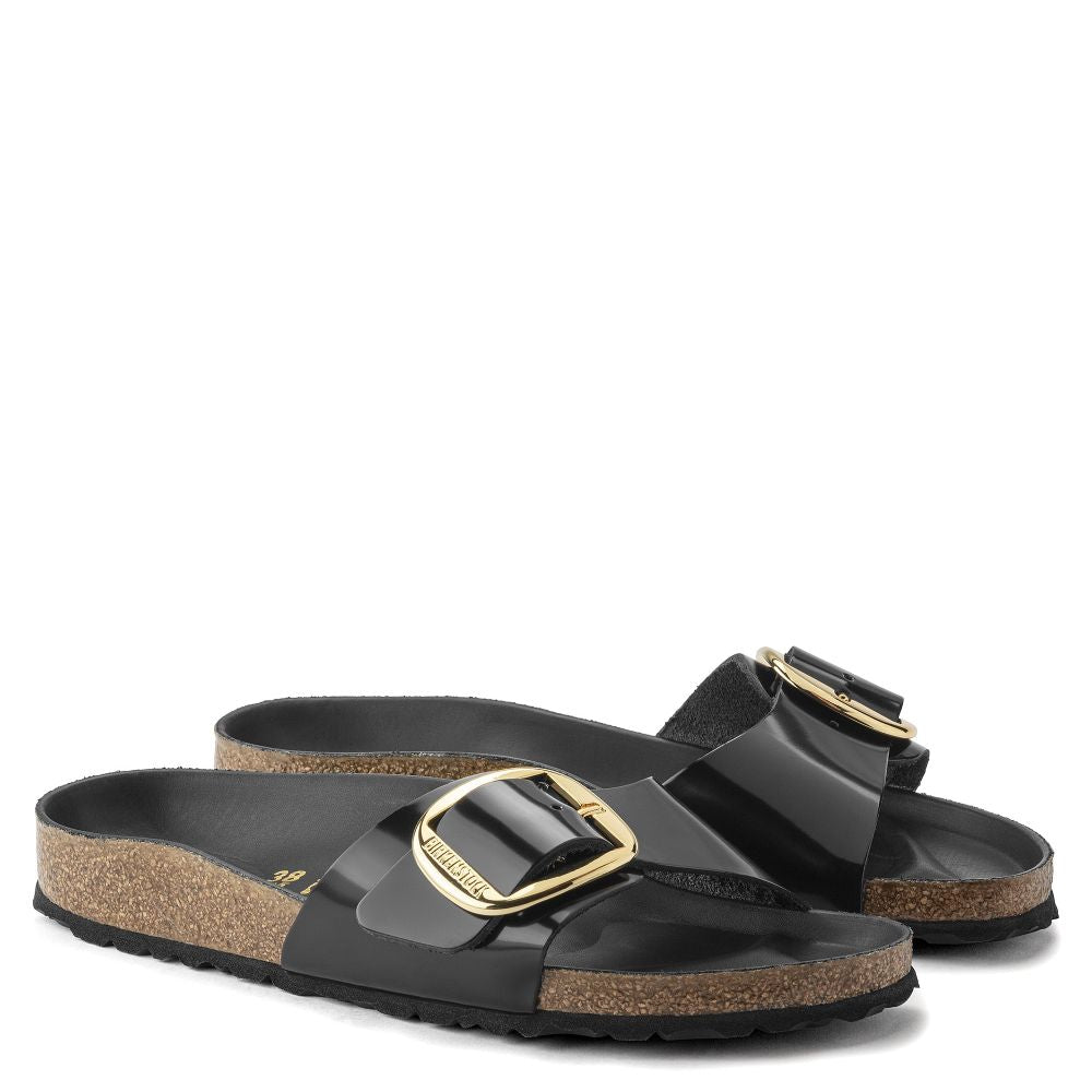 Birkenstock Women's Madrid Big Buckle Oiled Leather in High Shine Black
