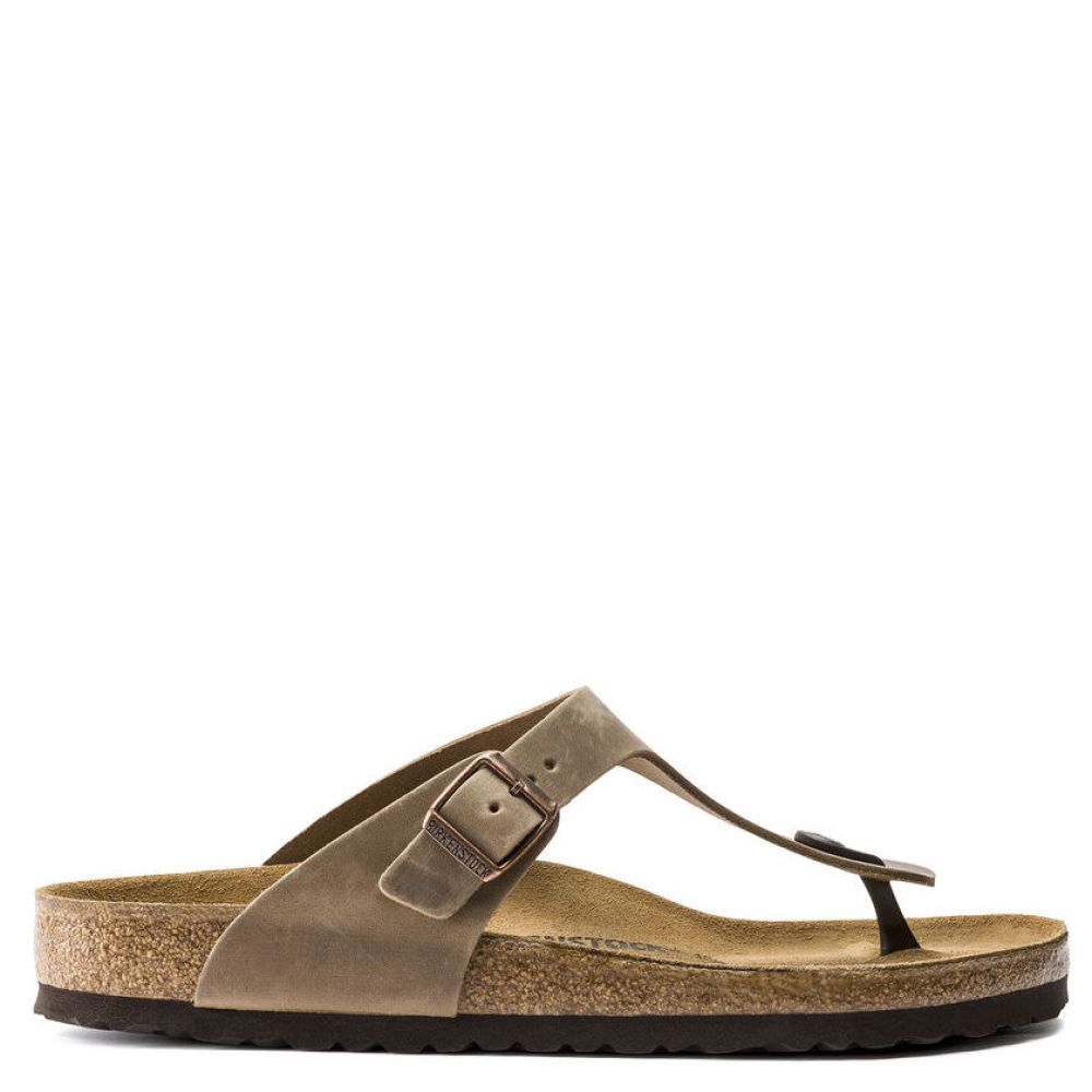 Birkenstock Women&#39;s Gizeh Oiled Leather in Tobacco Brown