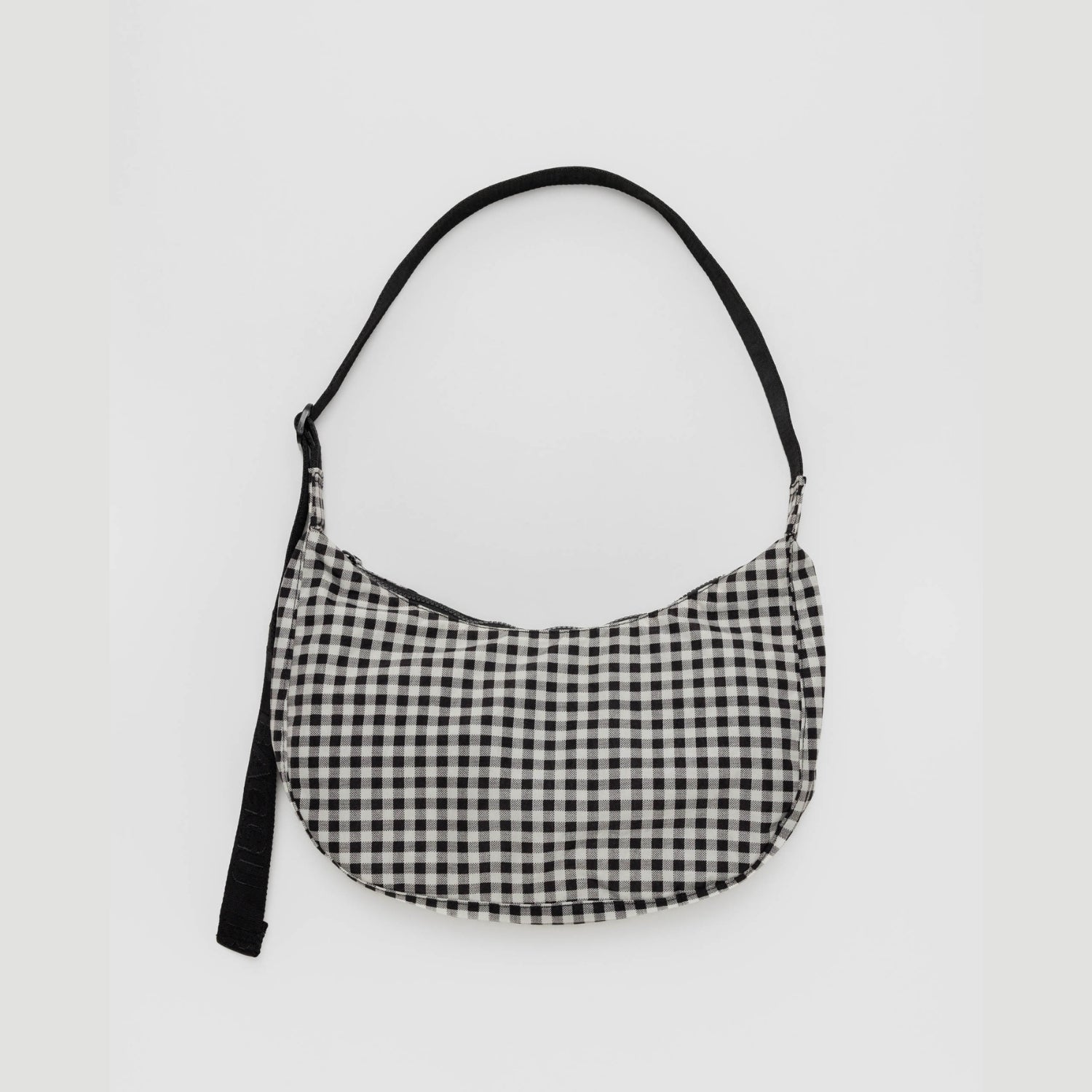Baggu Medium Nylon Crescent Bag in Black &amp; White Gingham