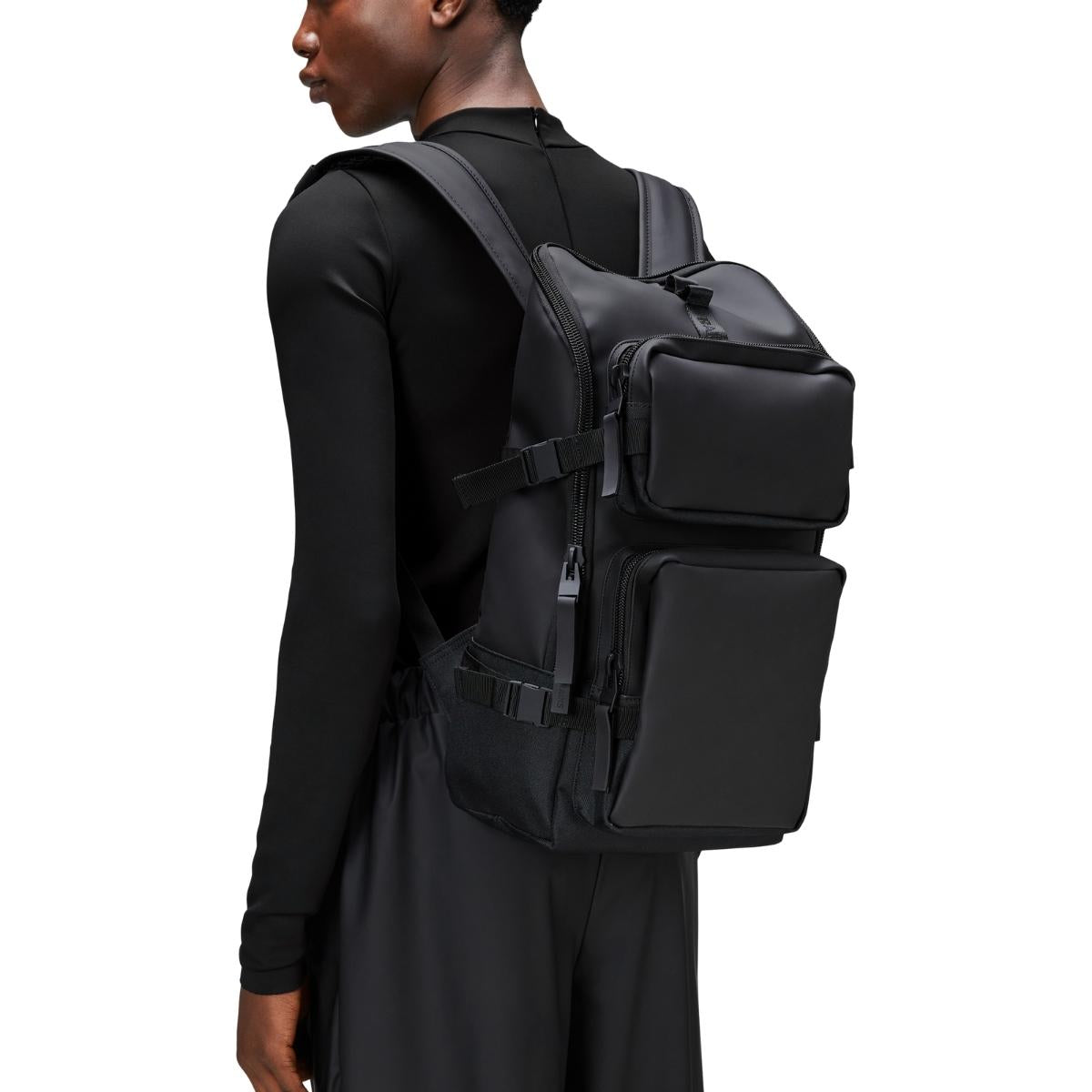Rains Trail Cargo Backpack in Black