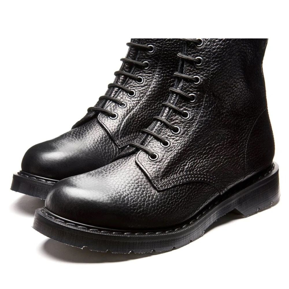 Solovair 8 Eye Derby Boot in Black Grain