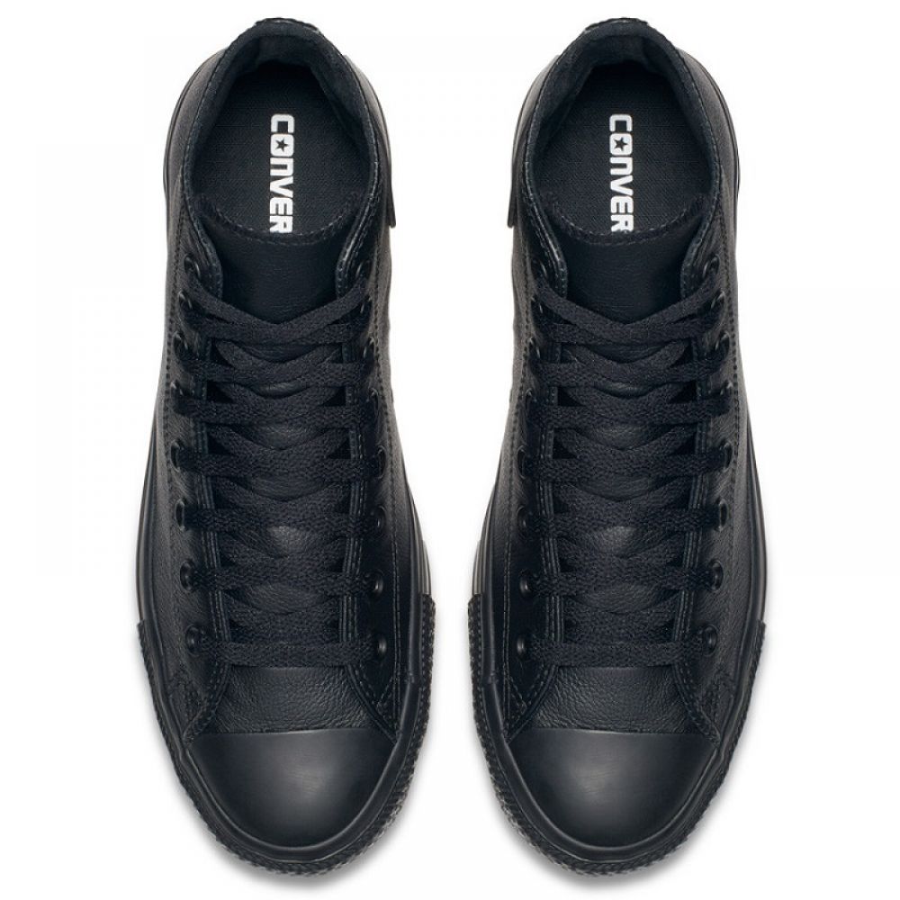 Converse Chuck Taylor All Star Leather High Top in Black Monochrome