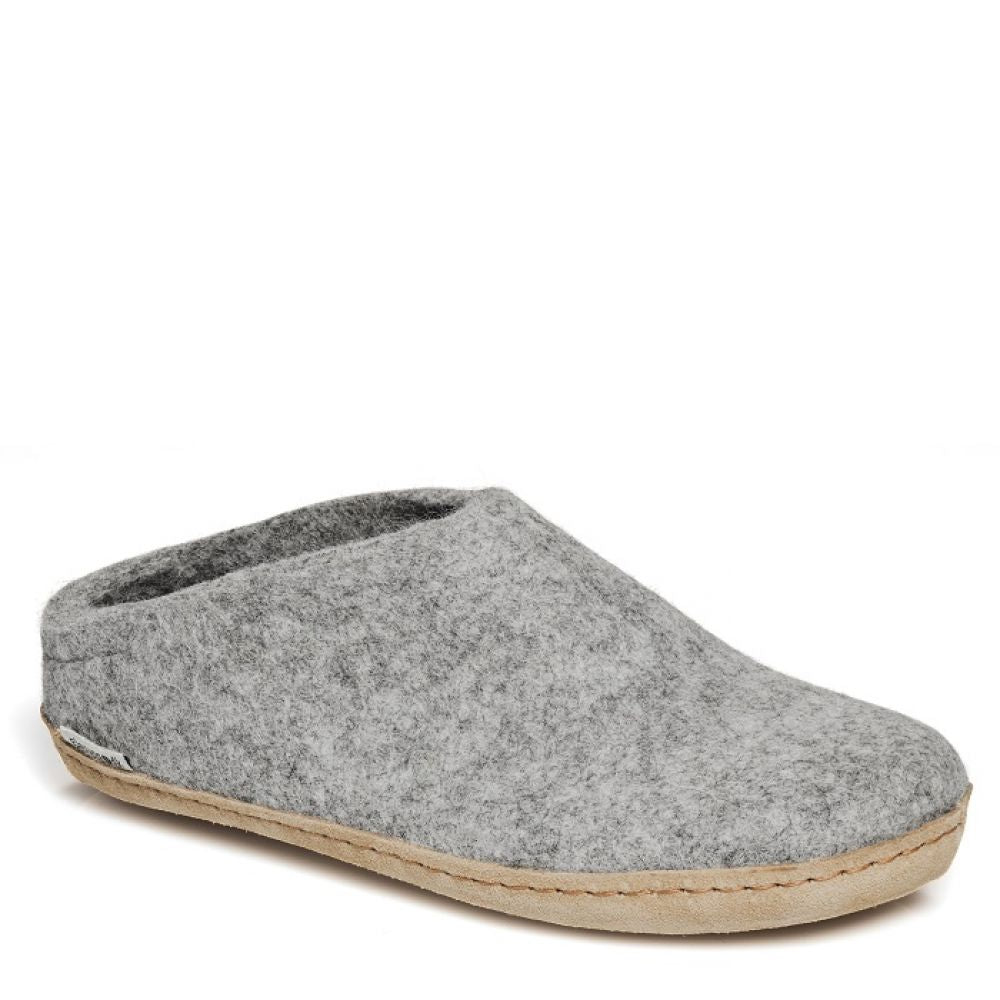 Glerups Open Heel Leather Sole in Grey