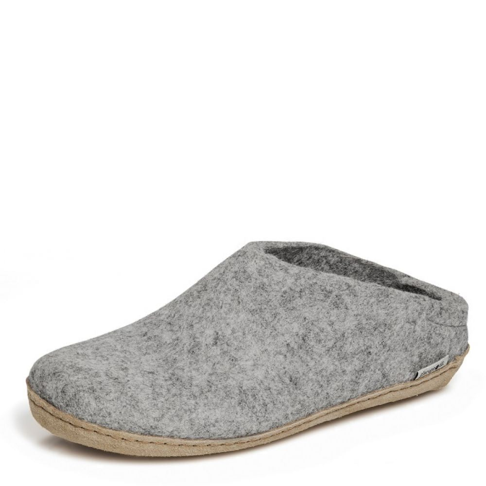 Glerups Open Heel Leather Sole in Grey