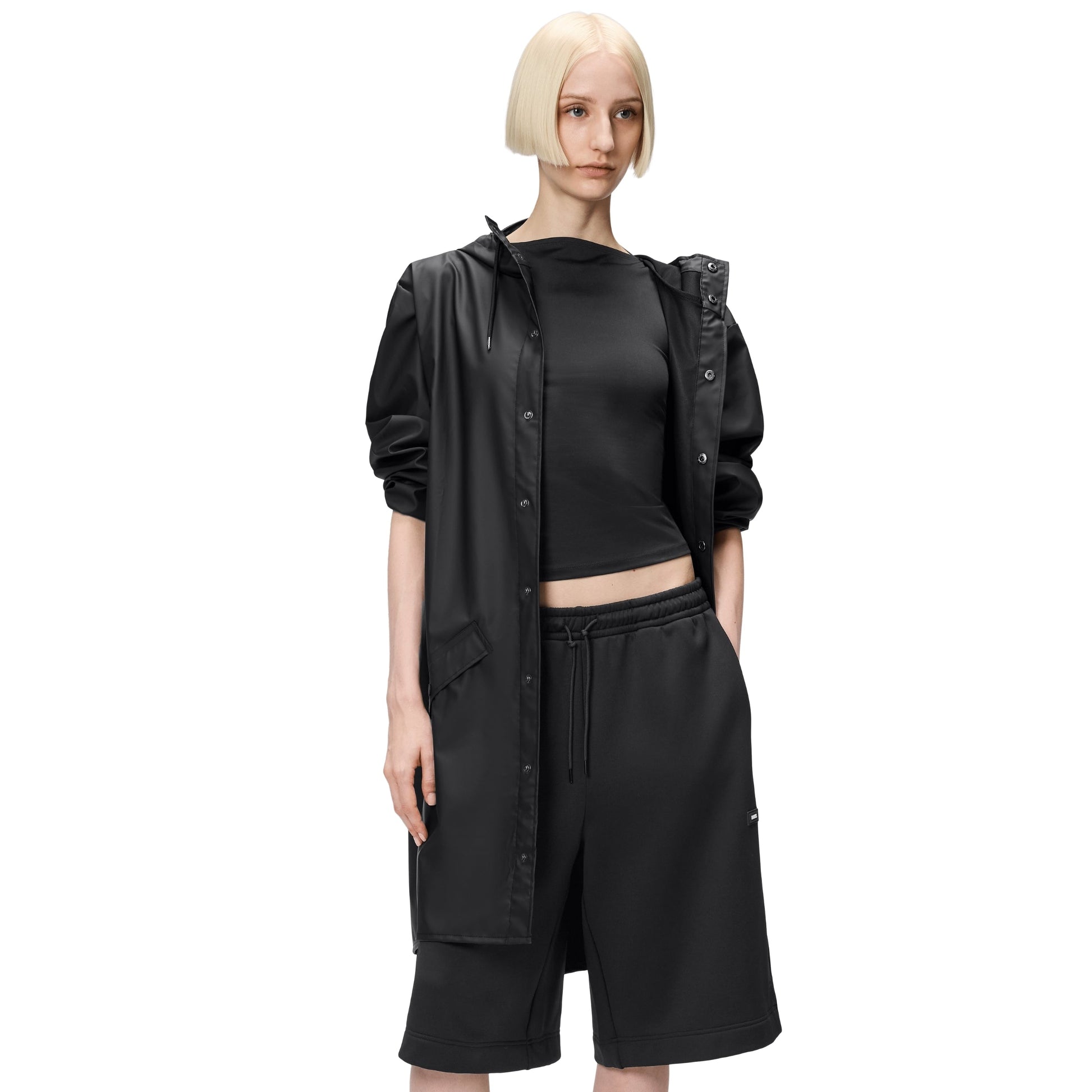 Rains Long Jacket in Black