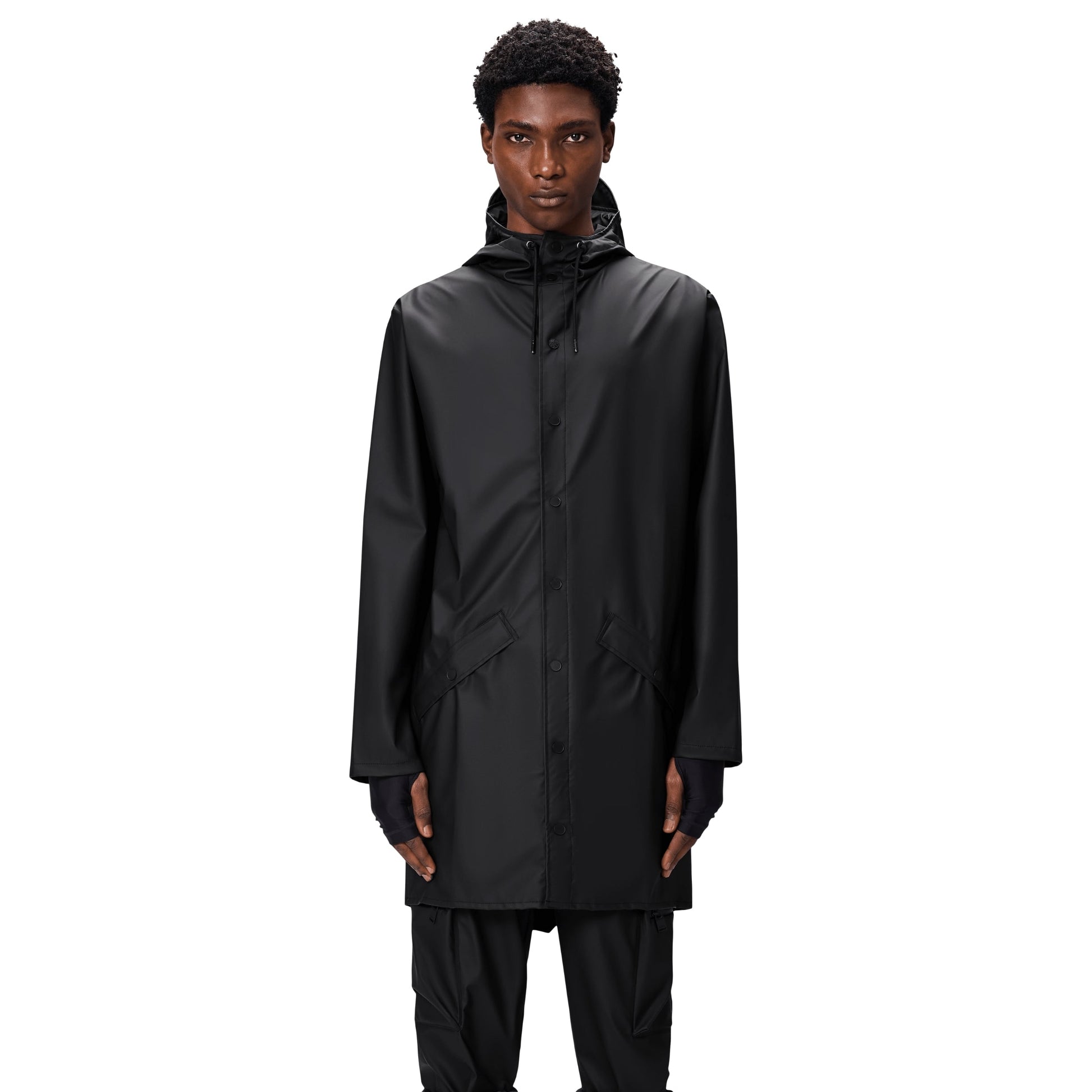Rains Long Jacket in Black