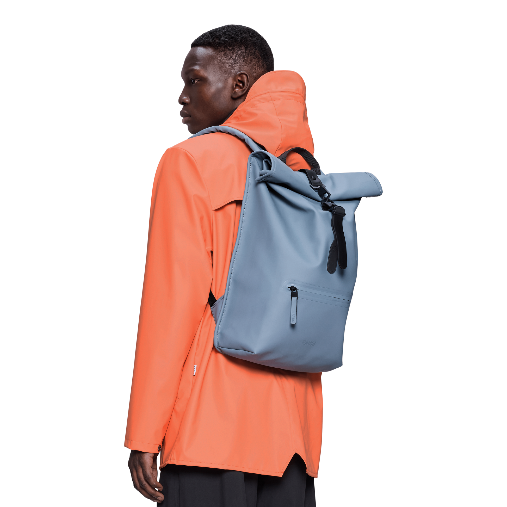Rains Rolltop Rucksack in Blue Dusk