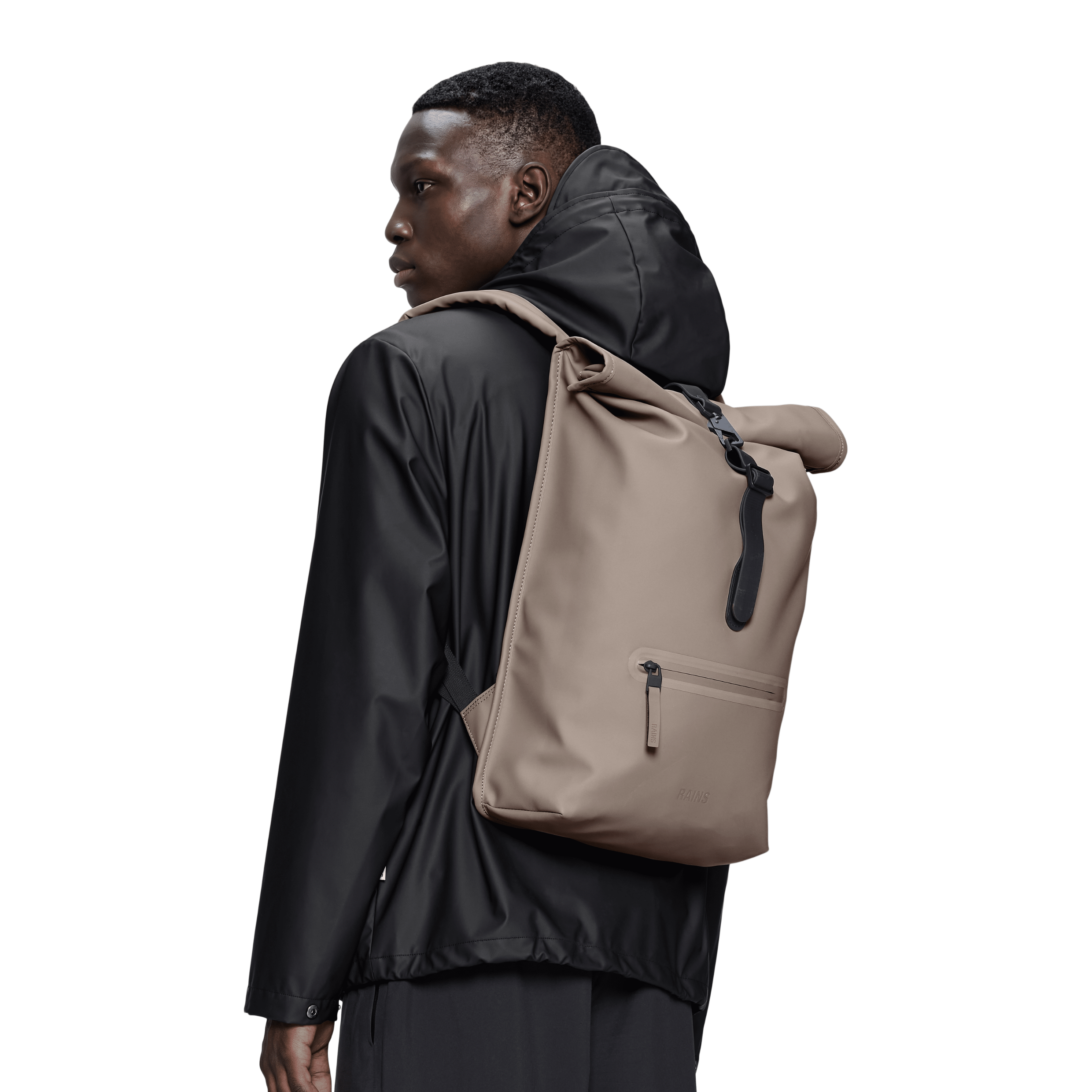 Rains Rolltop Rucksack in Cinder