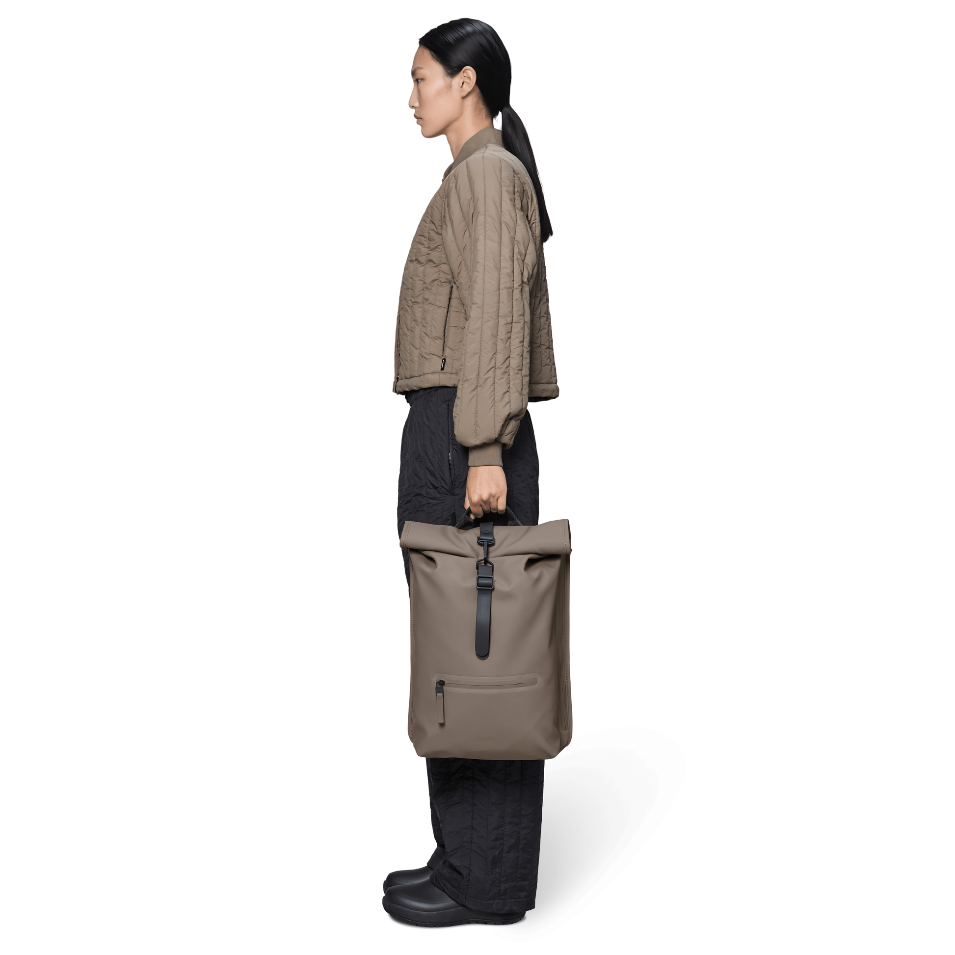 Rains Rolltop Rucksack in Cinder