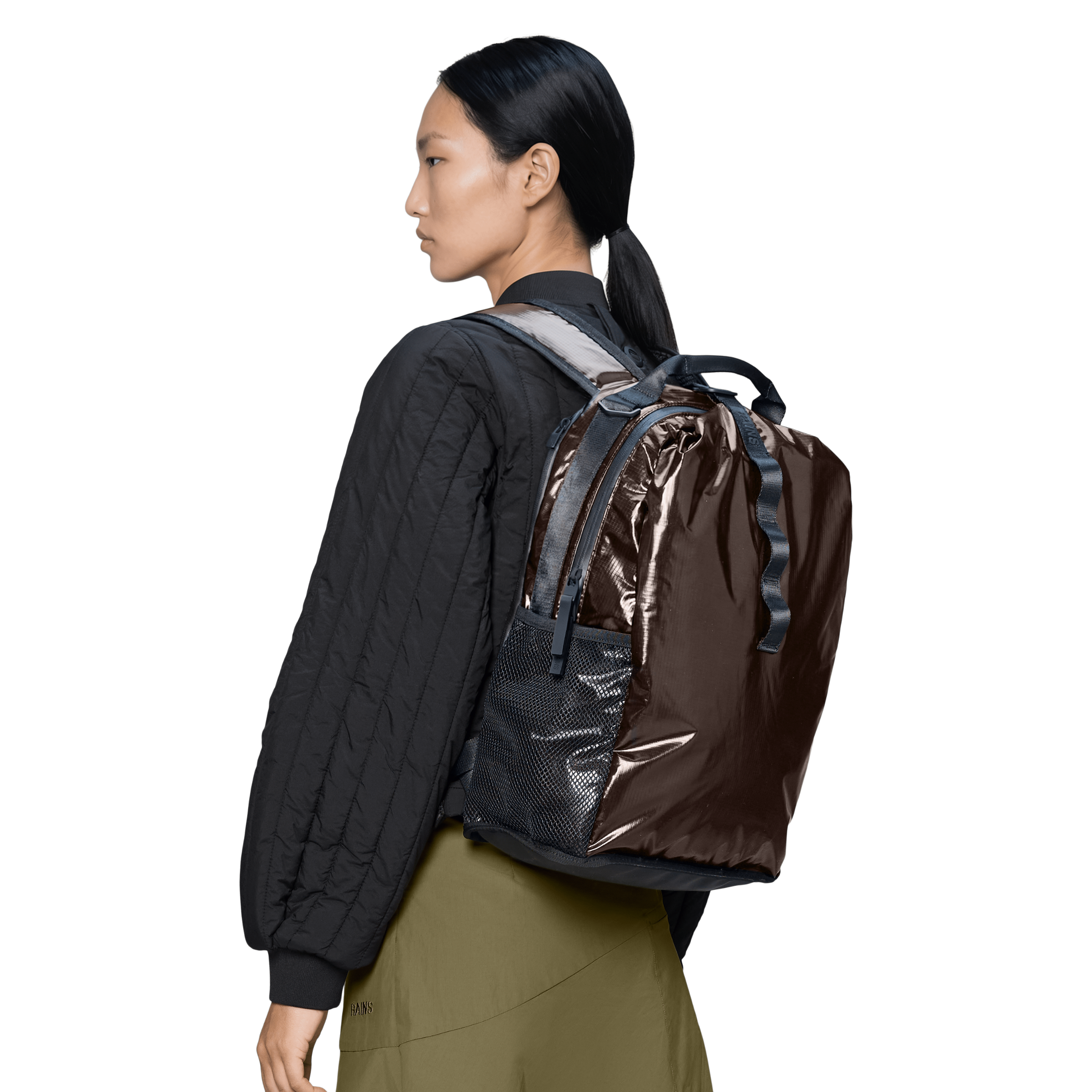 Rains Sibu Clip Front Backpack in Bark