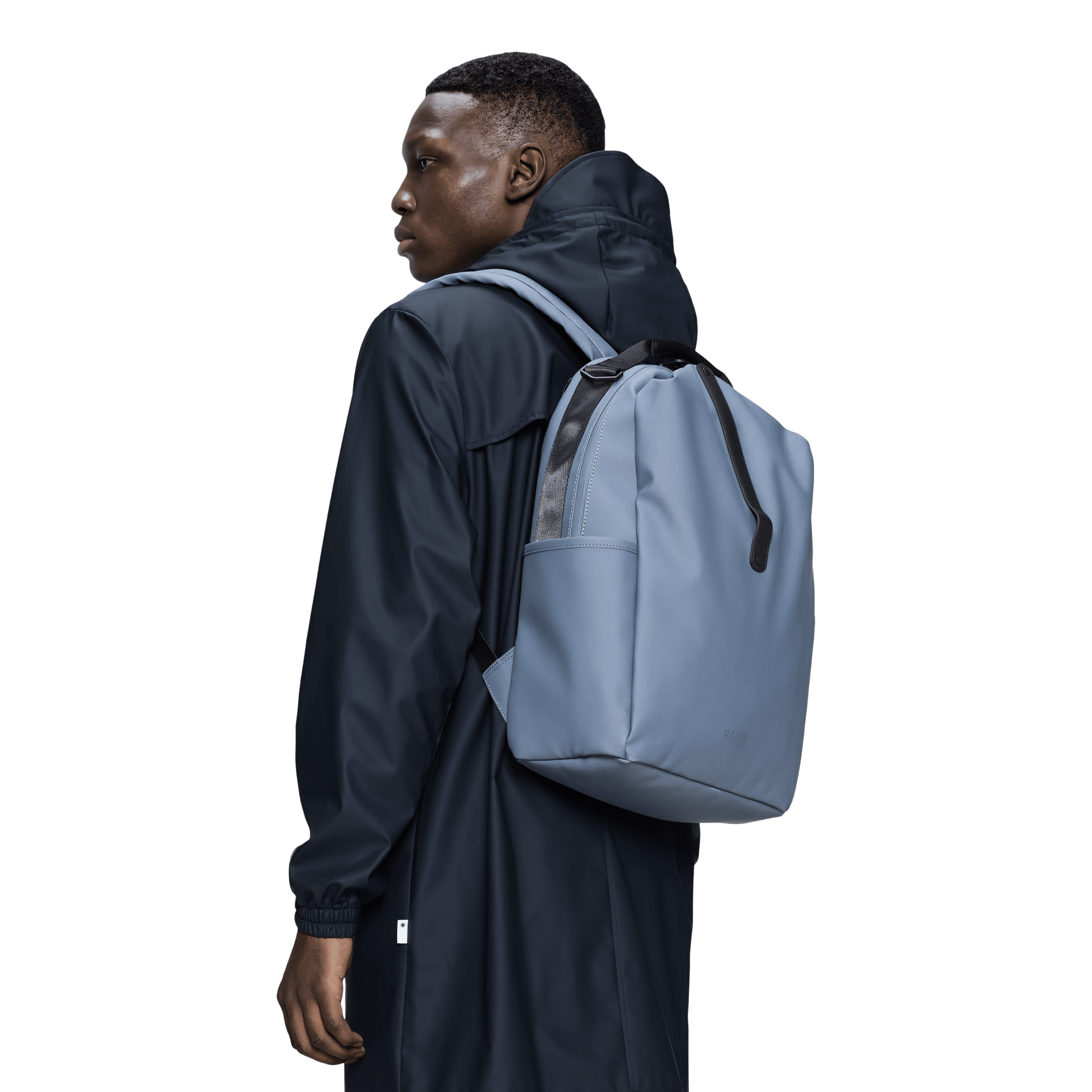 Rains Clip Front Backpack in Blue Dusk