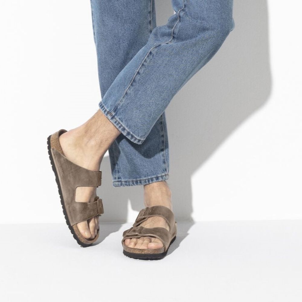 Leather Tobacco Birkenstock Men Leather Leather Solid Color