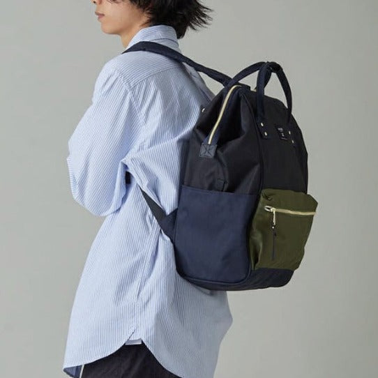 Anello Cross Bottle Backpack Large in Navy Olive