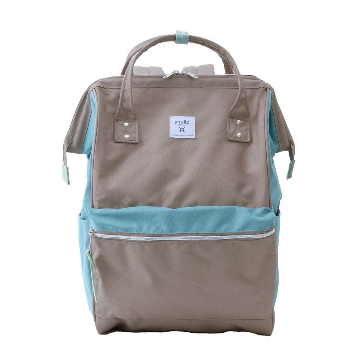 Anello Cross Bottle Backpack Regular in Grey Beige/Mint Green
