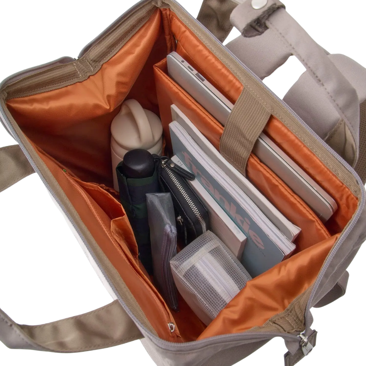 Anello Cross Bottle Backpack Large in Grey Beige