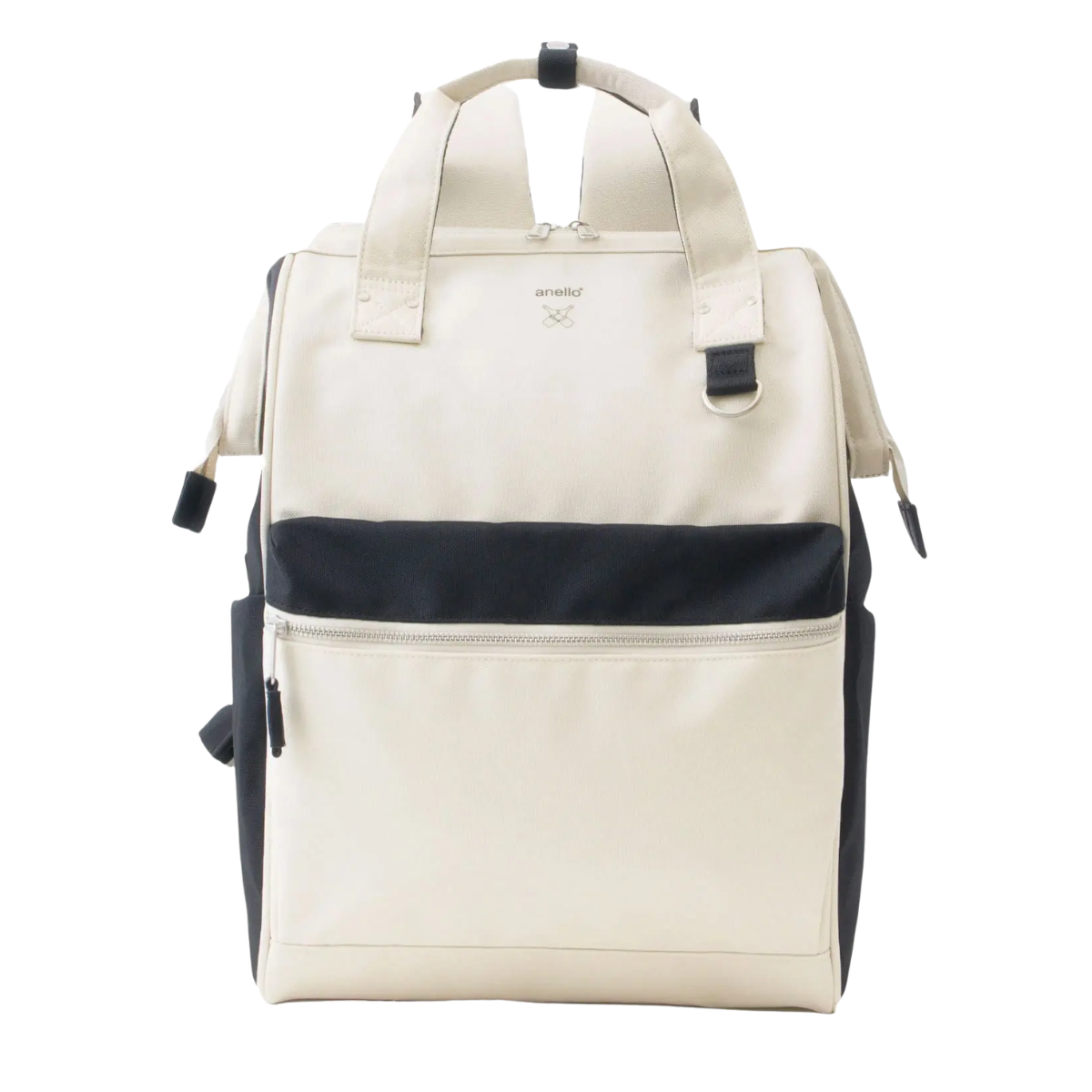 Anello Cross Bottle Backpack Large in White Black
