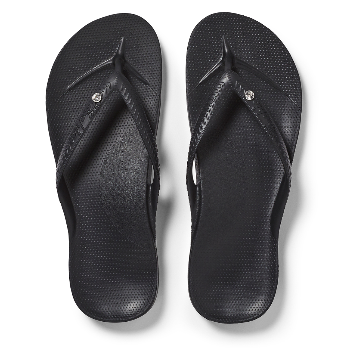 Archies Women's Crystal Arch Support Flip Flops in Black