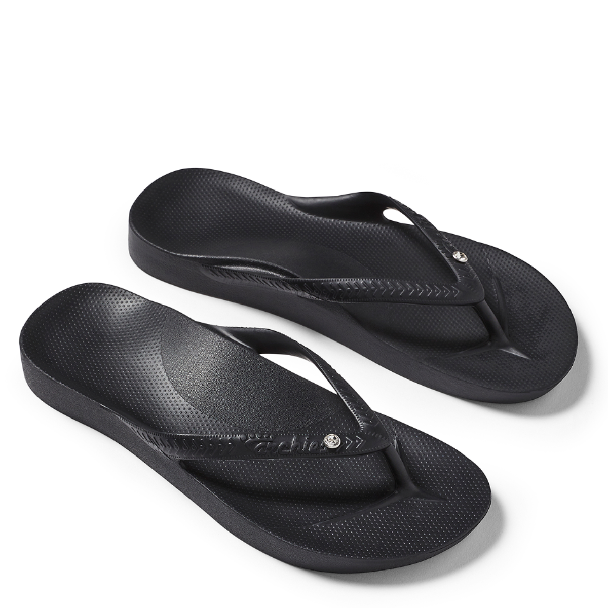 Archies Women's Crystal Arch Support Flip Flops in Black