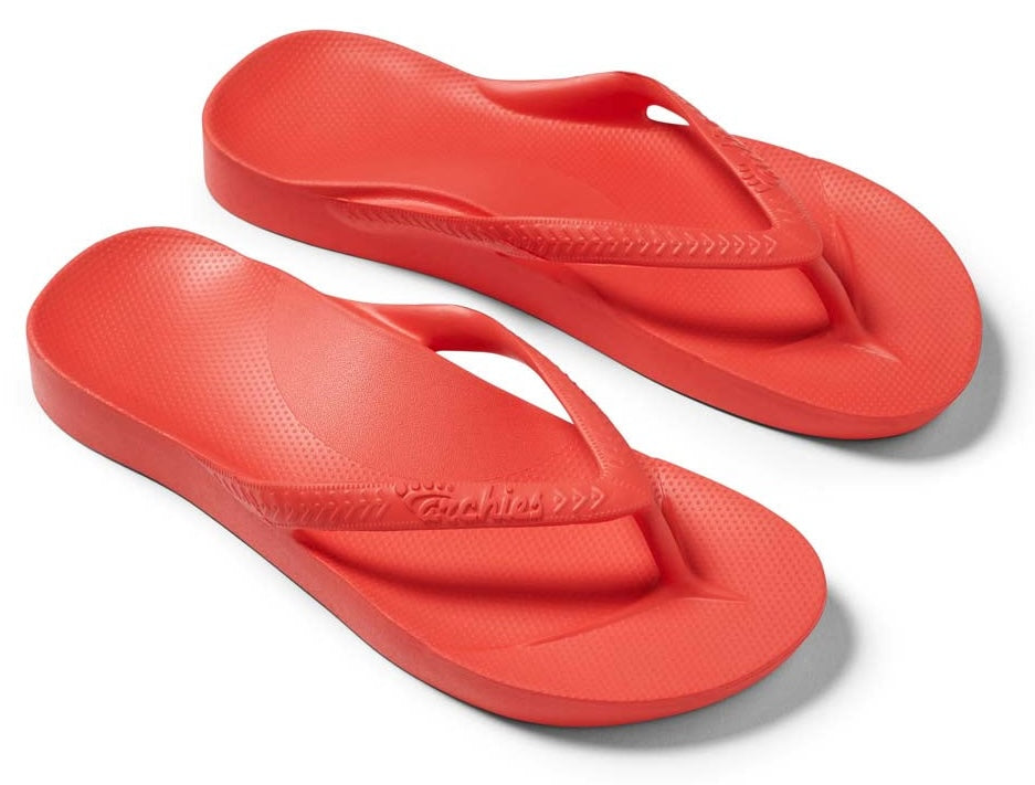 Archies Arch Support Flip Flops in Coral
