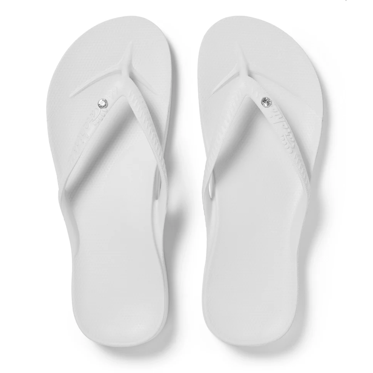 Archies Women's Crystal Arch Support Flip Flops in White