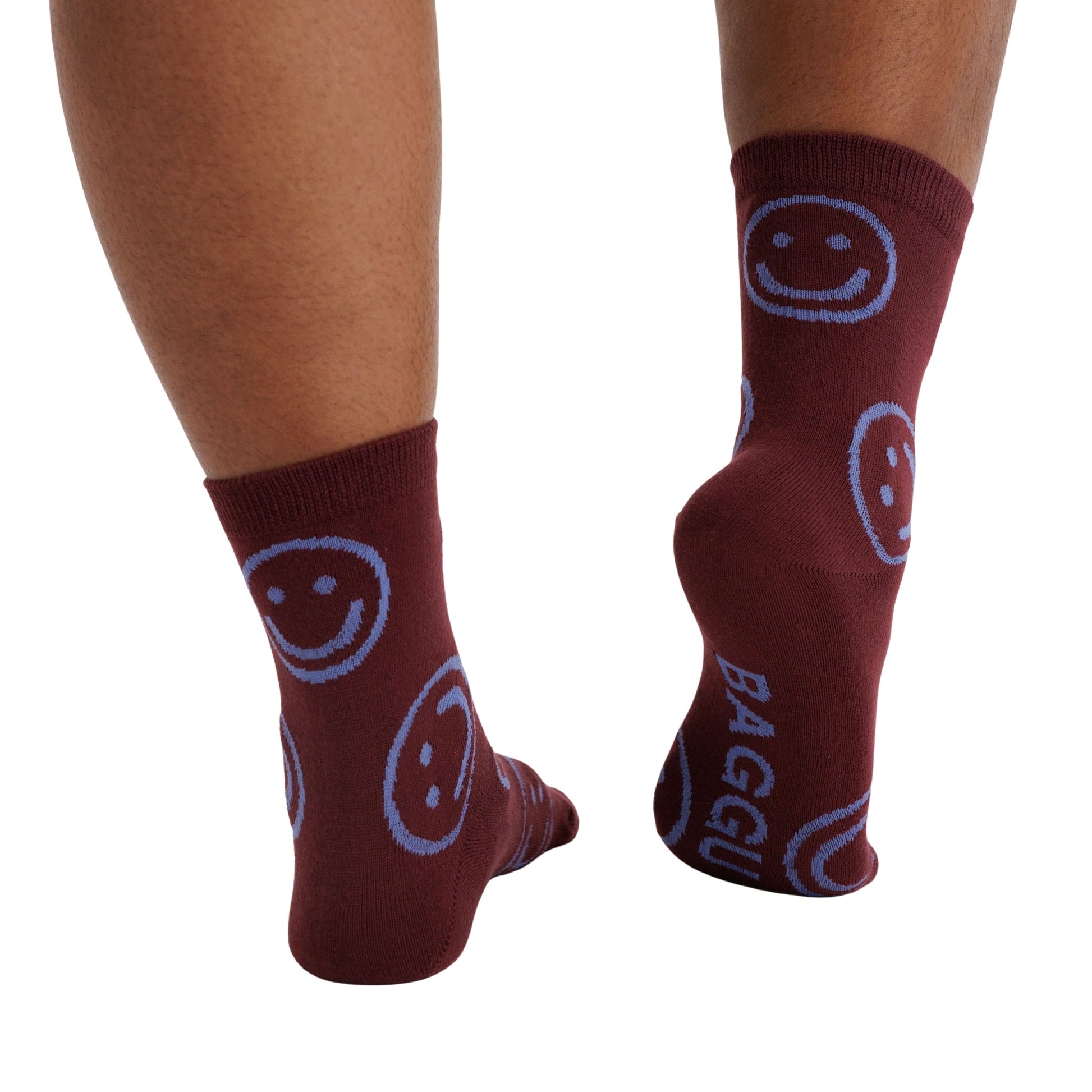 Baggu Crew Sock in Mahogany Happy