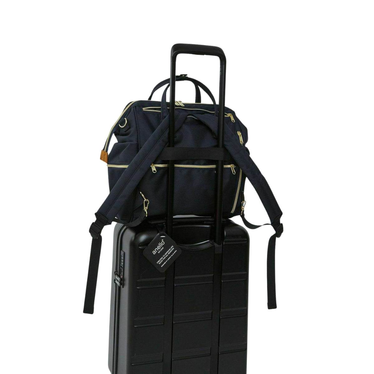 Anello Cross Bottle 3 Way Backpack in Navy