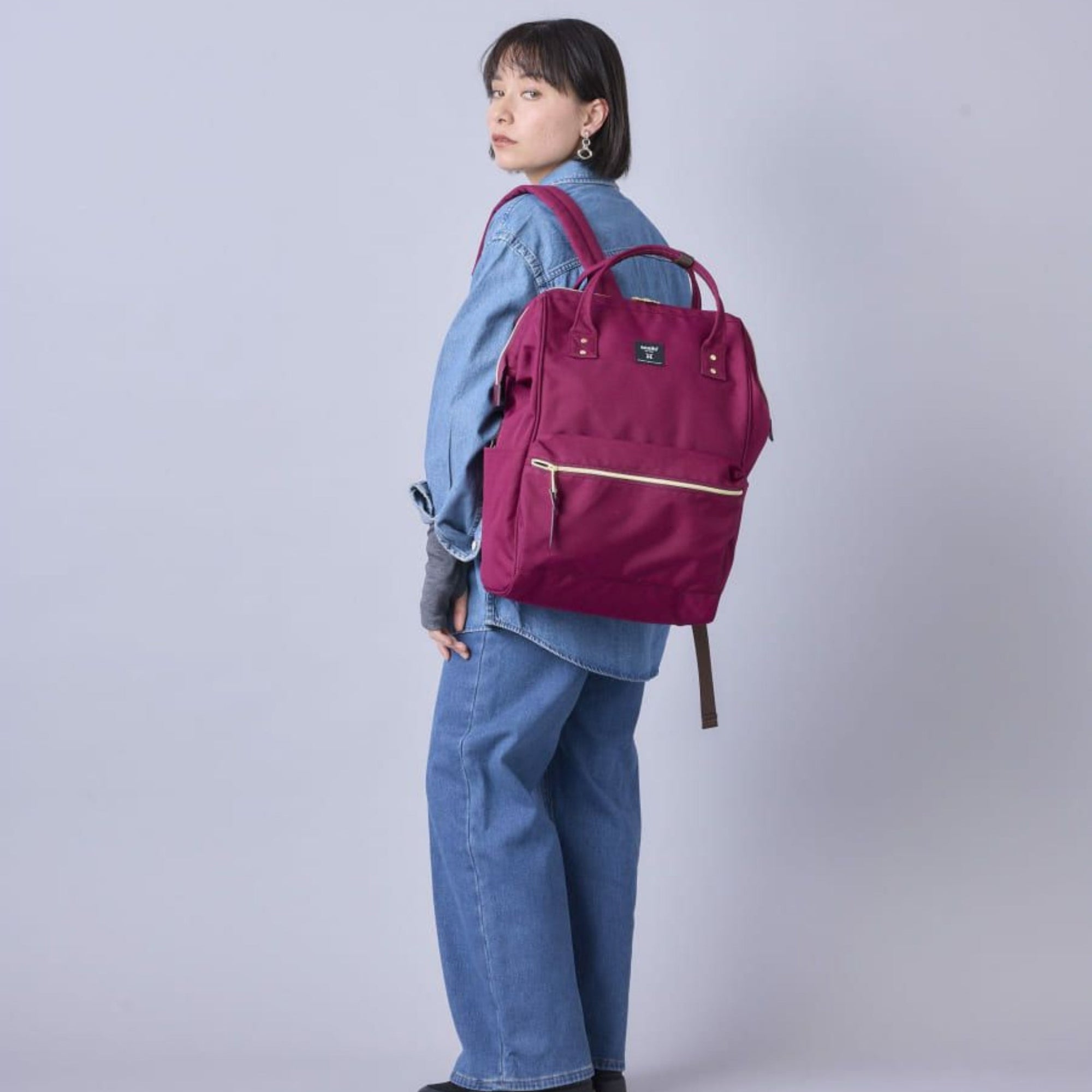 Anello Cross Bottle Backpack Large in Dark Burgundy