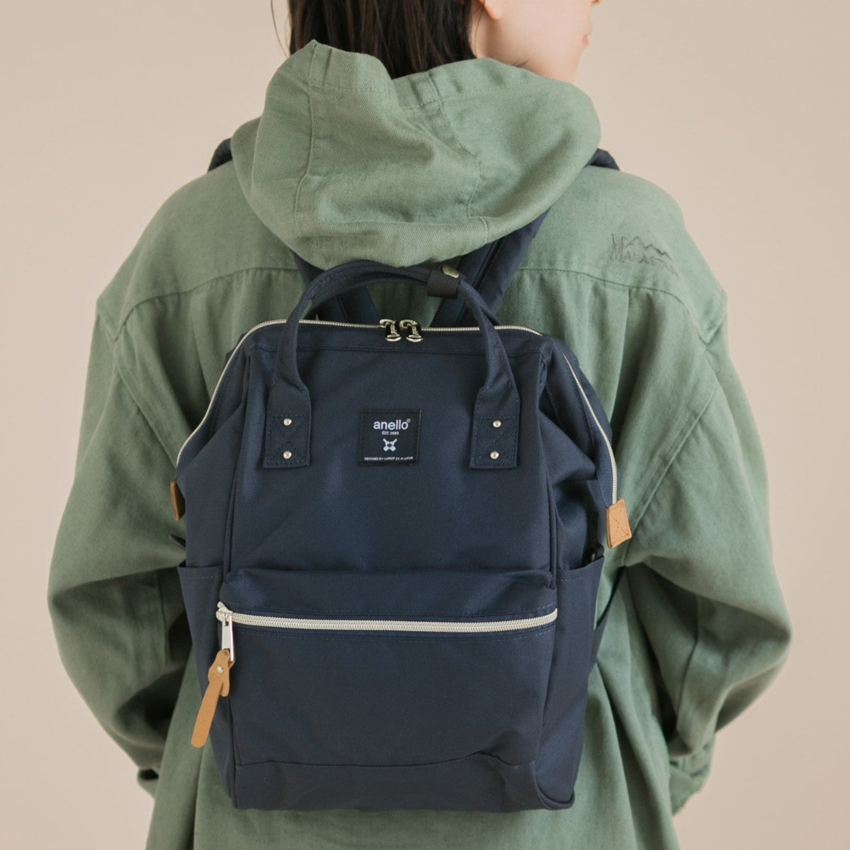 Anello Cross Bottle Backpack Small in Navy