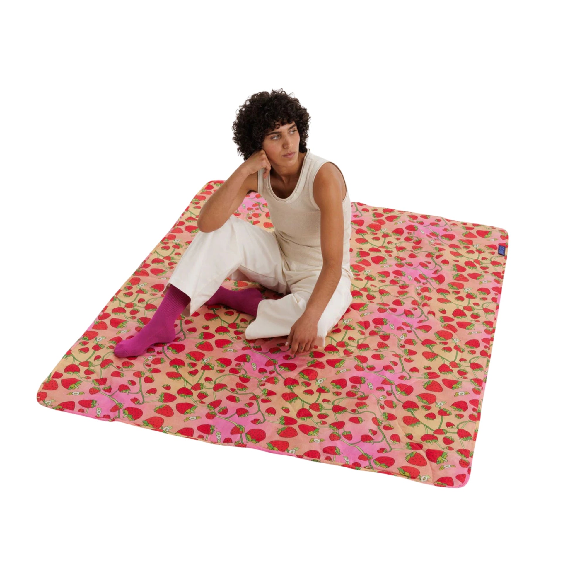 Baggu Puffy Picnic Blanket in Strawberry Blossom