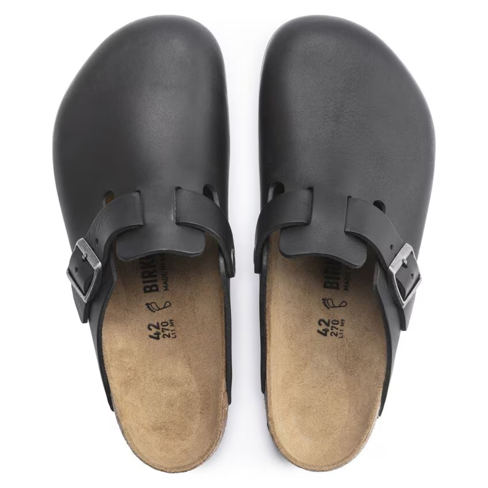 Birkenstock Men's Boston Grip Leather in Vintage Wood Black