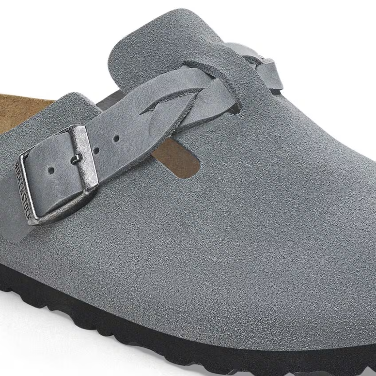 Birkenstock Women's Boston Braided Suede Leather in Basalt Gray