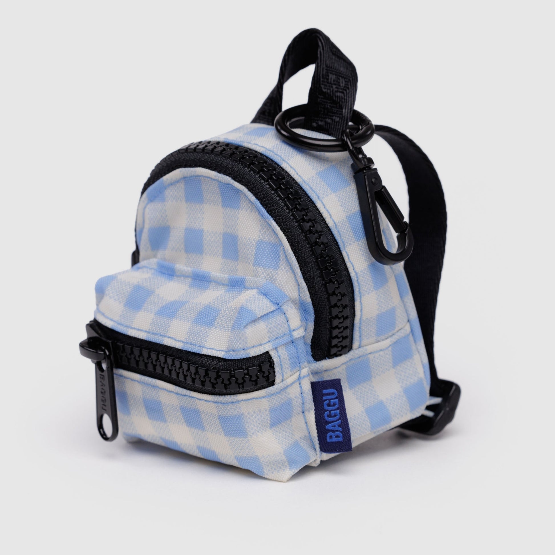 Baggu Backpack Charm in Light Blue Gingham