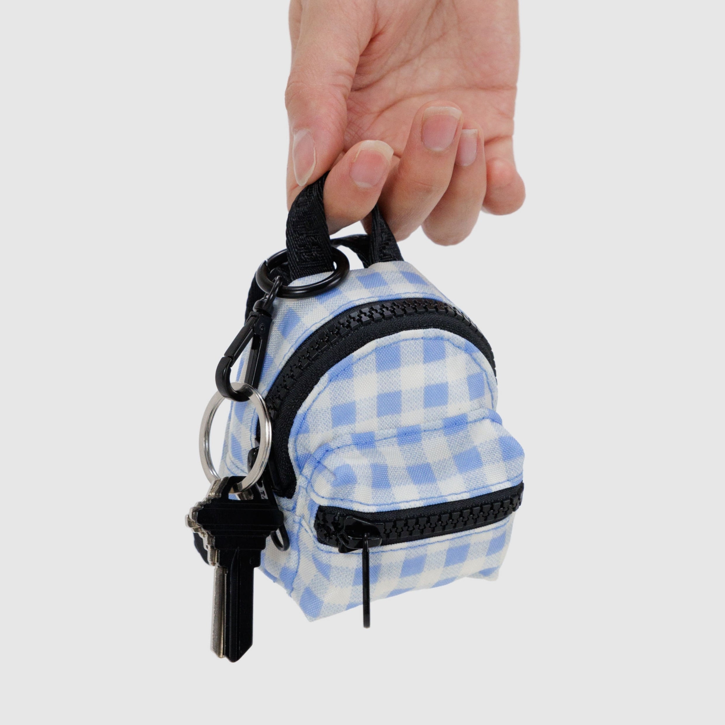 Baggu Backpack Charm in Light Blue Gingham