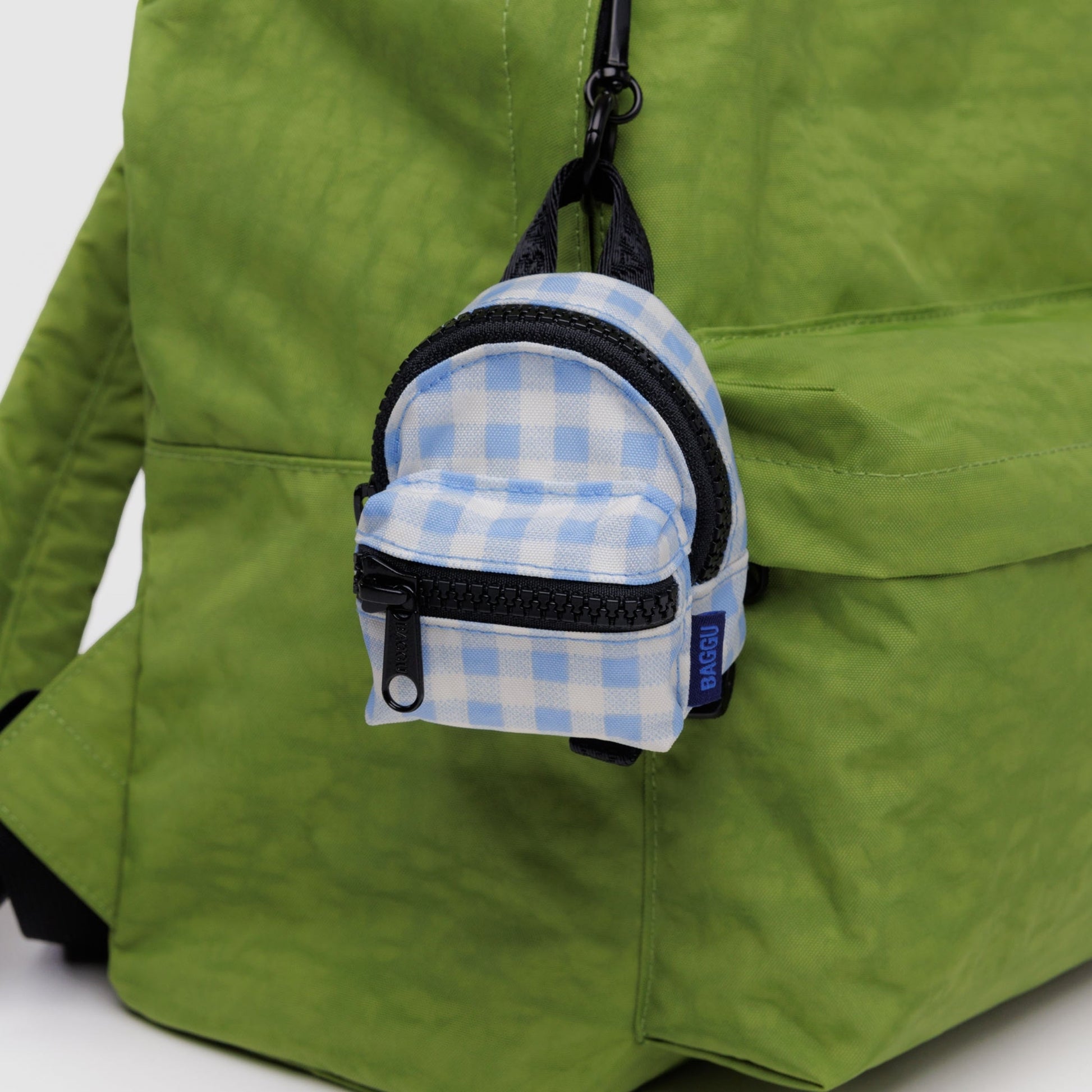 Baggu Backpack Charm in Light Blue Gingham