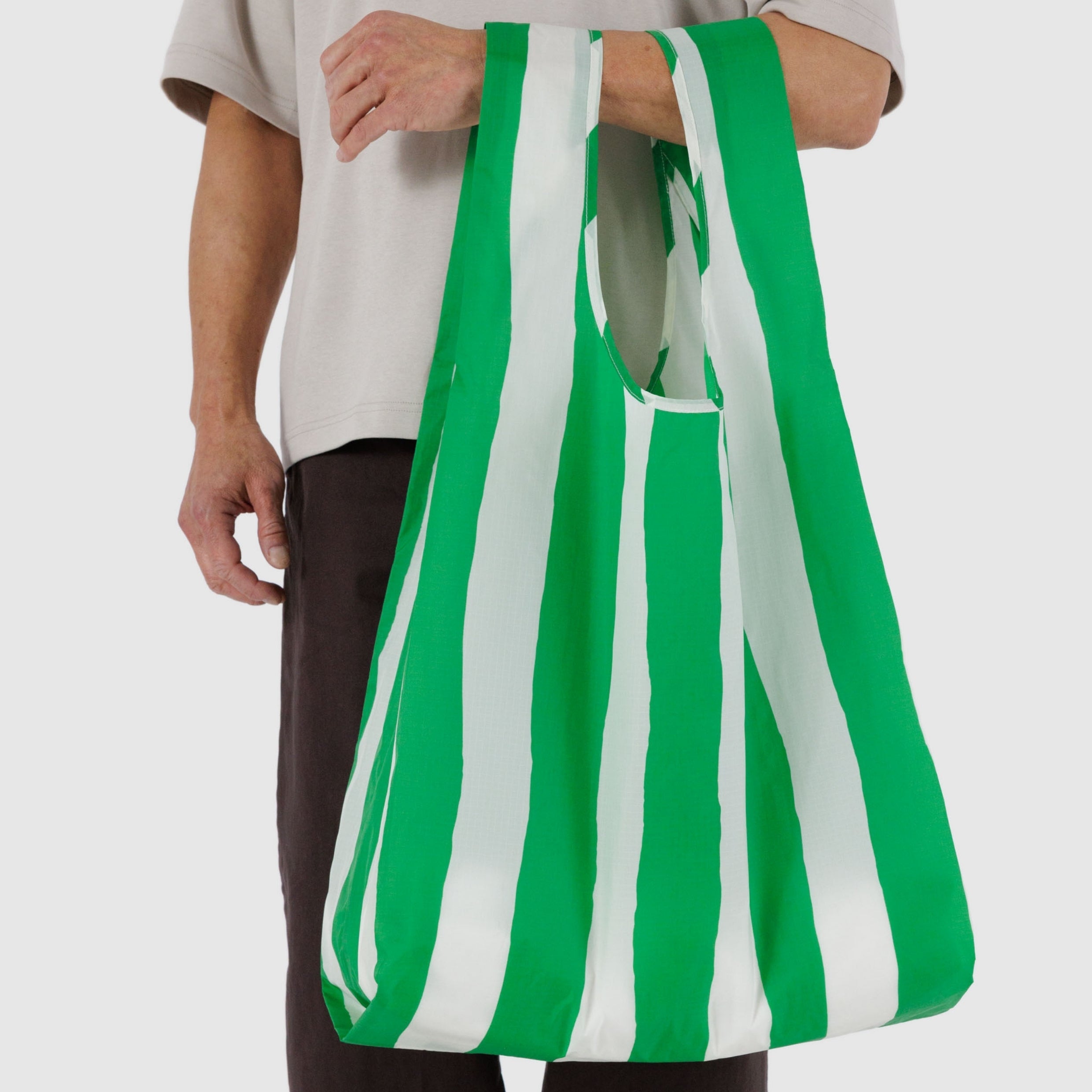 Baggu Big Baggu Green Stripe in Green Painted Stripe