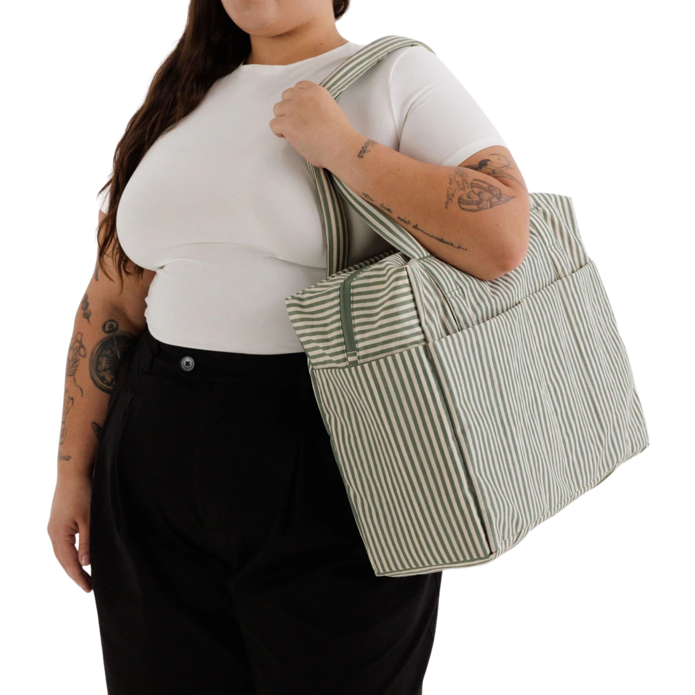 Baggu Cloud Carry-on in Sage Stripe