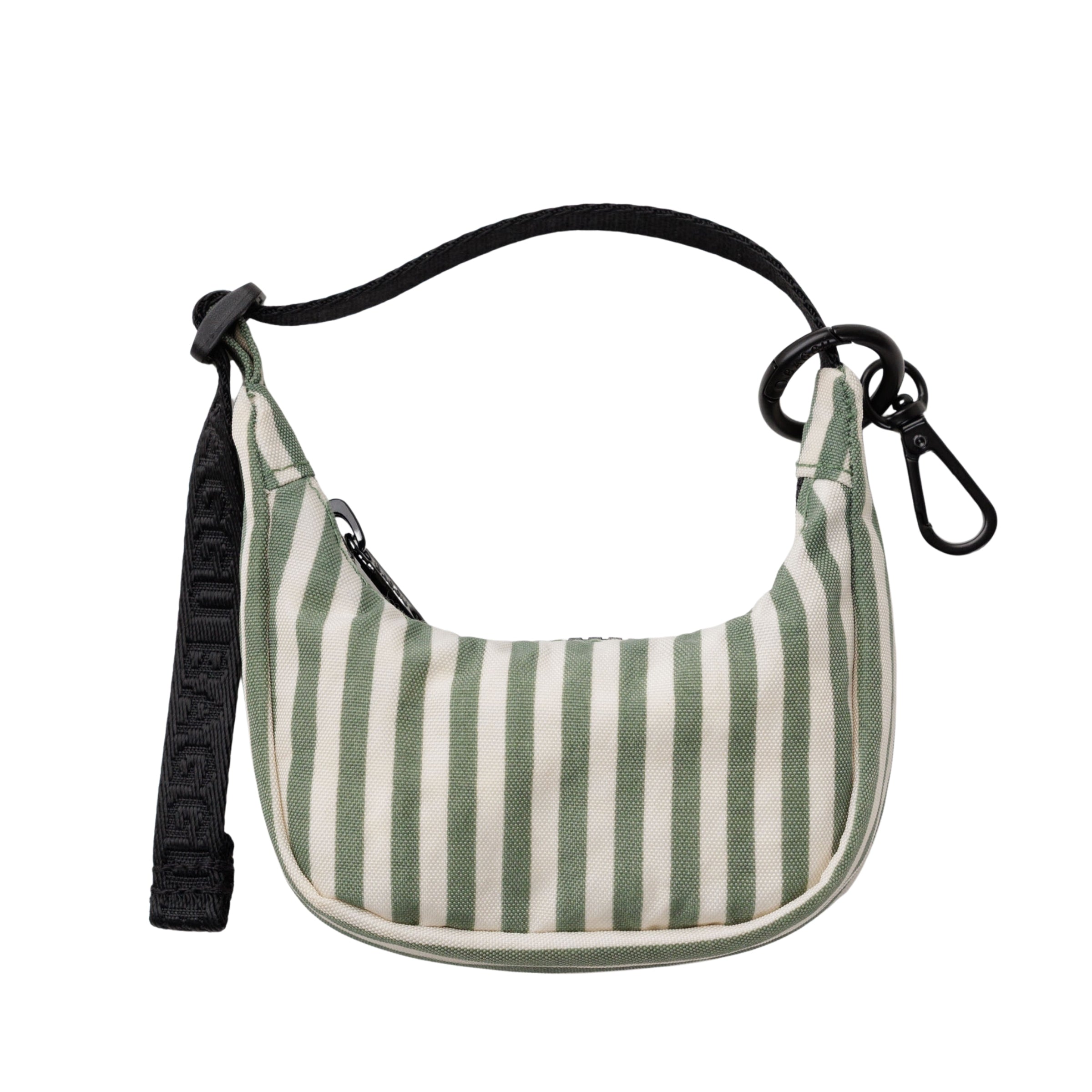 Baggu Crescent Bag Charm in Sage Stripe