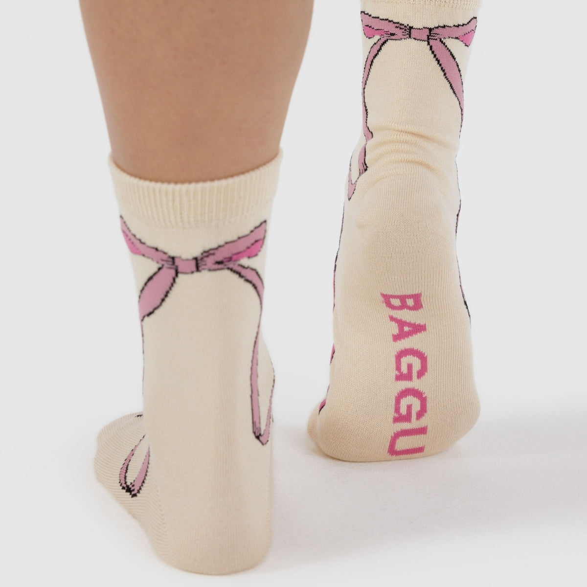 Baggu Crew Sock in Pink Bow