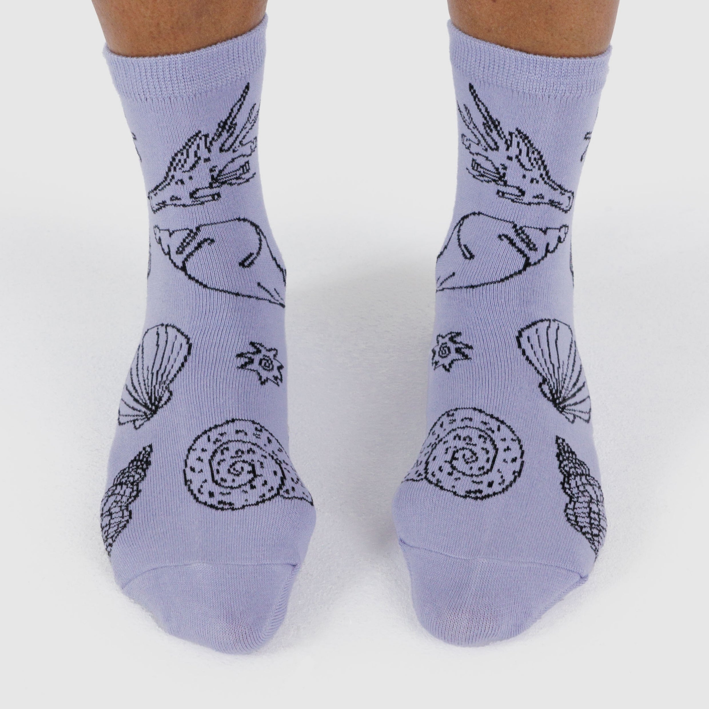 Baggu Crew Sock in Shells Light Blue
