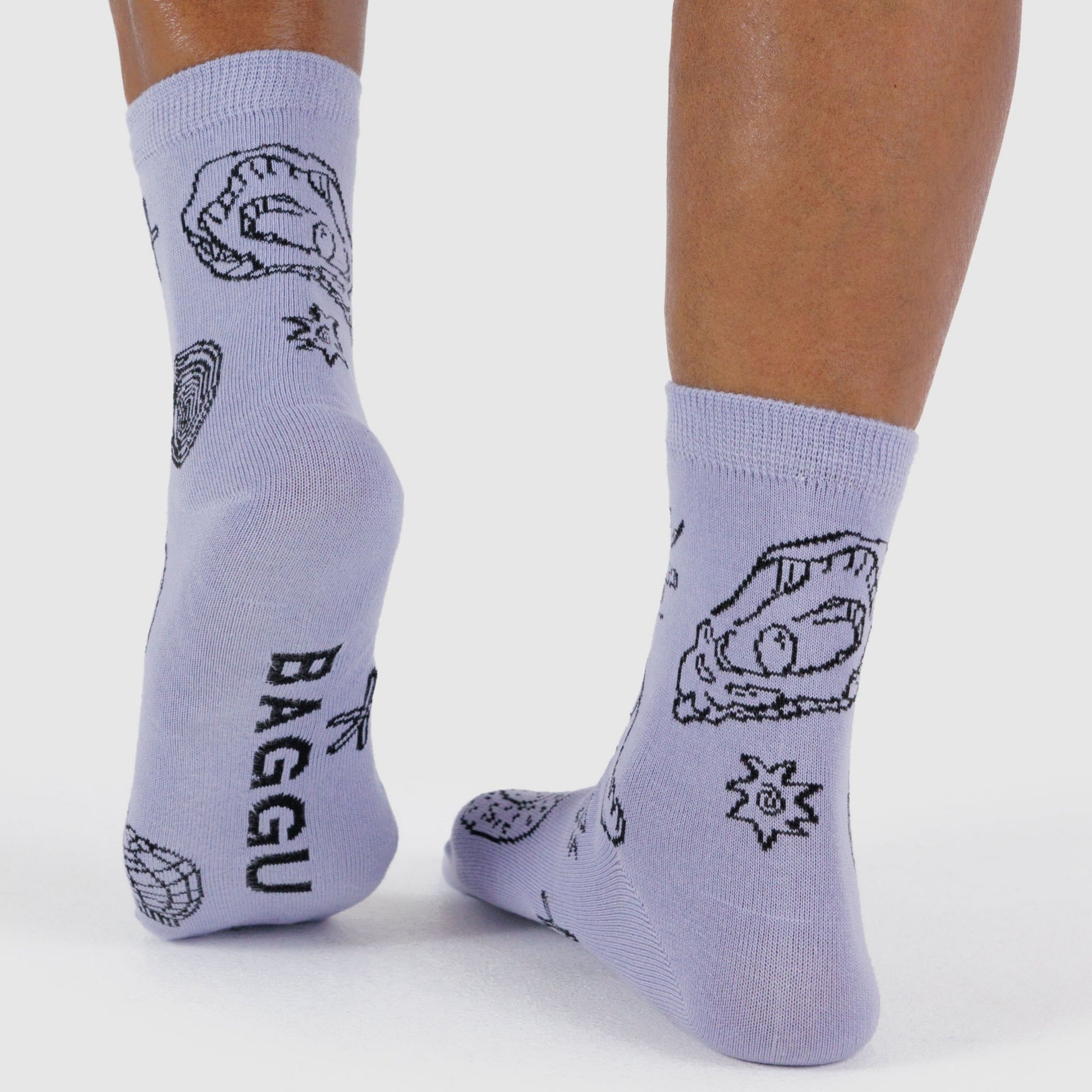 Baggu Crew Sock in Shells Light Blue