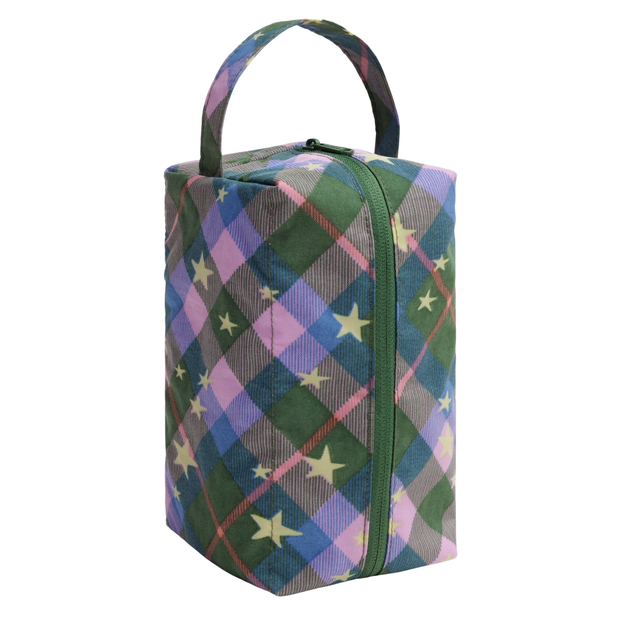 Baggu Dopp Kit in Green Star Plaid
