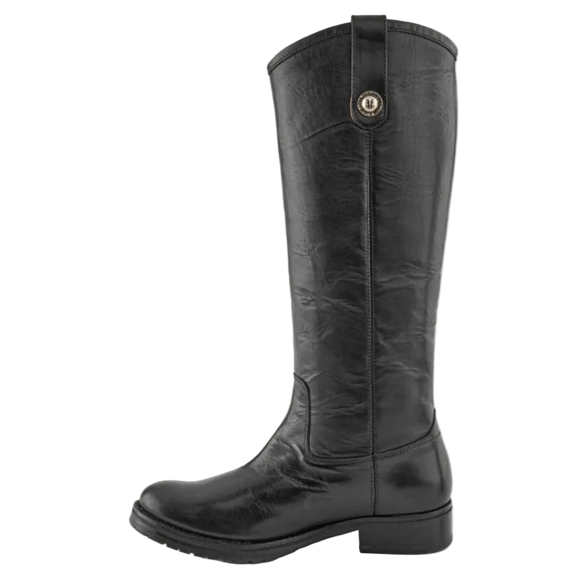 Frye Women's Melissa Double Sole Button Lug in Black/Waxy Burnished Leather