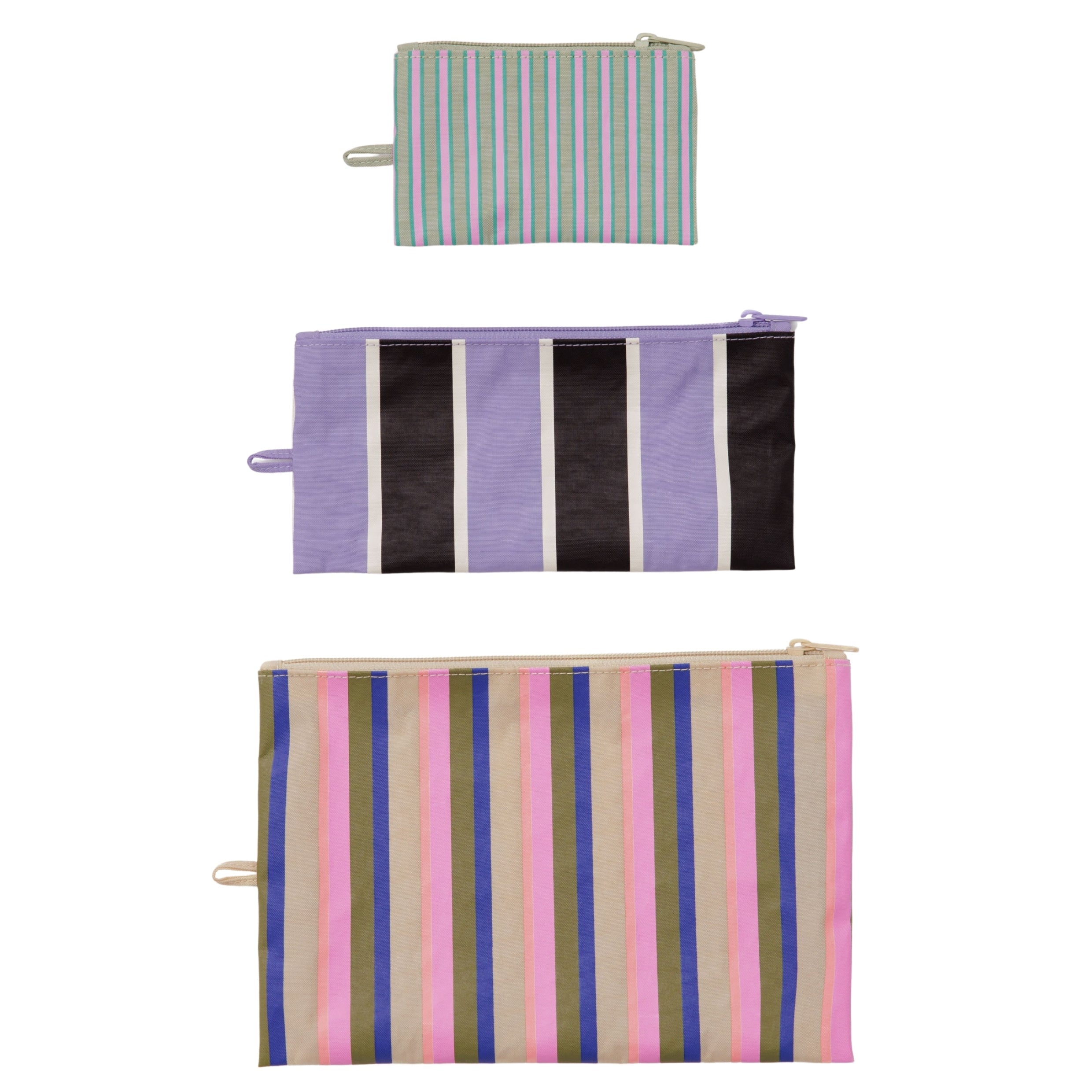 Baggu Flat Pouch Set in Candy Shop Stripes