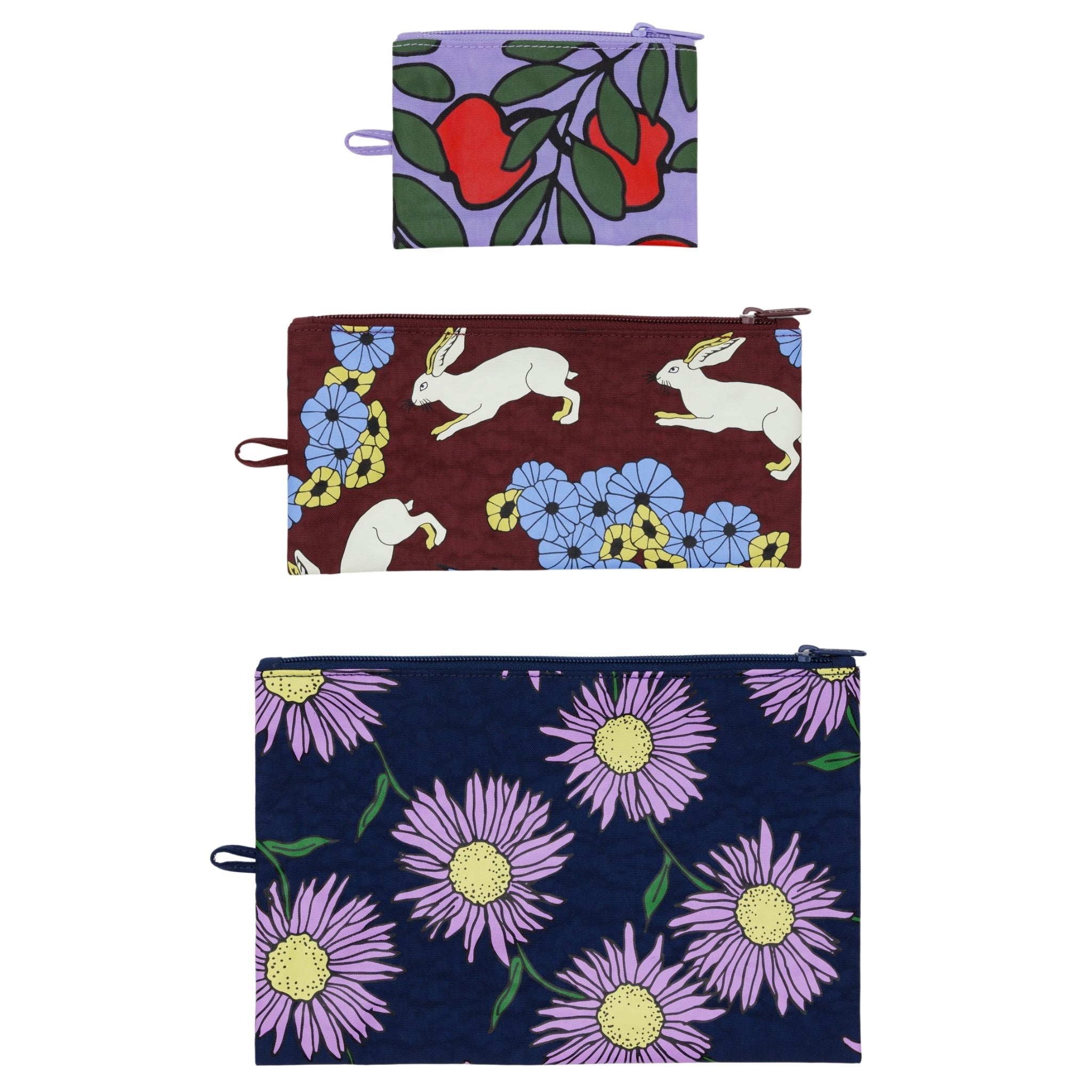 Baggu Flat Pouch Set in Night Orchard