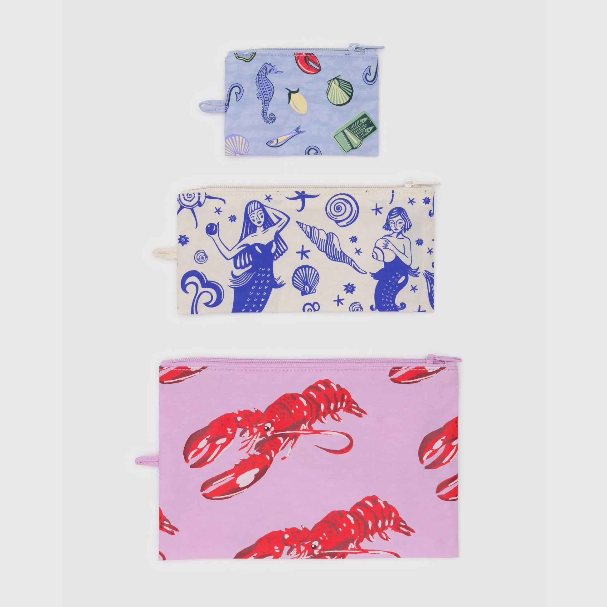 Baggu Flat Pouch Set in Sea Creatures