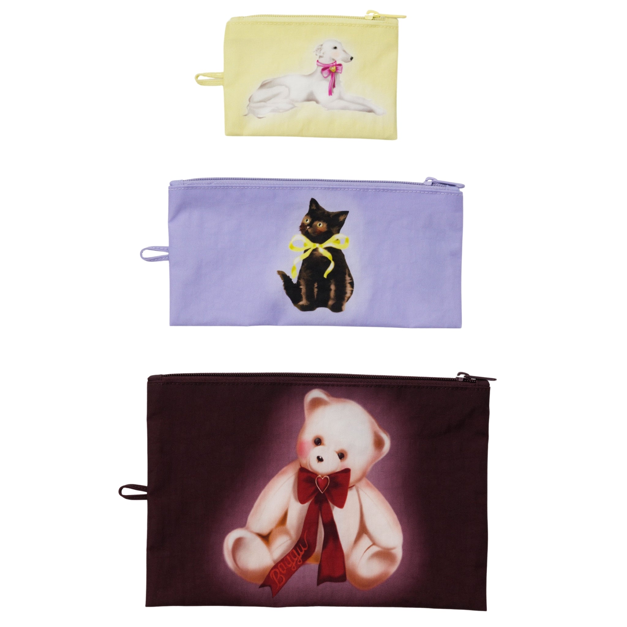 Baggu Flat Pouch Set in Fancy Animals