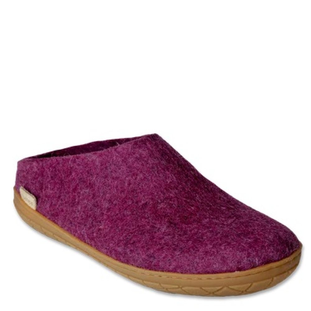 Glerups Women’s Open Heel Rubber Sole in Cranberry